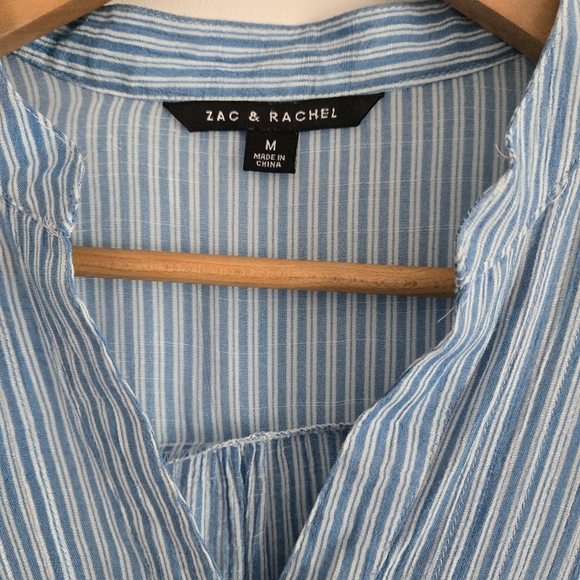 Zac & Rachel Blue And White Striped Womens Medium Blouse - Picture 4 of 10